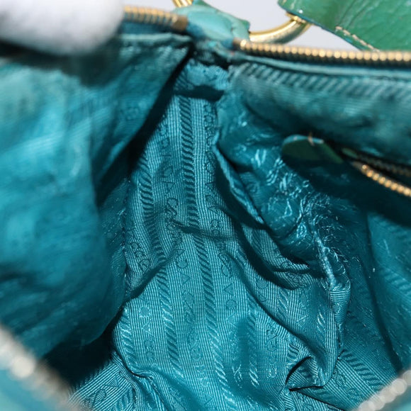 PRADA Shoulder Bag Nylon Turquoise Blue Gold Auth 148398