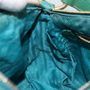 PRADA Shoulder Bag Nylon Turquoise Blue Gold Auth 148398-21