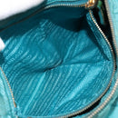 PRADA Shoulder Bag Nylon Turquoise Blue Gold Auth 148398-23
