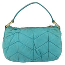 PRADA Shoulder Bag Nylon Turquoise Blue Gold Auth 148398-2