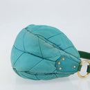 PRADA Shoulder Bag Nylon Turquoise Blue Gold Auth 148398-3