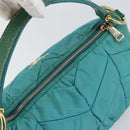 PRADA Shoulder Bag Nylon Turquoise Blue Gold Auth 148398-6