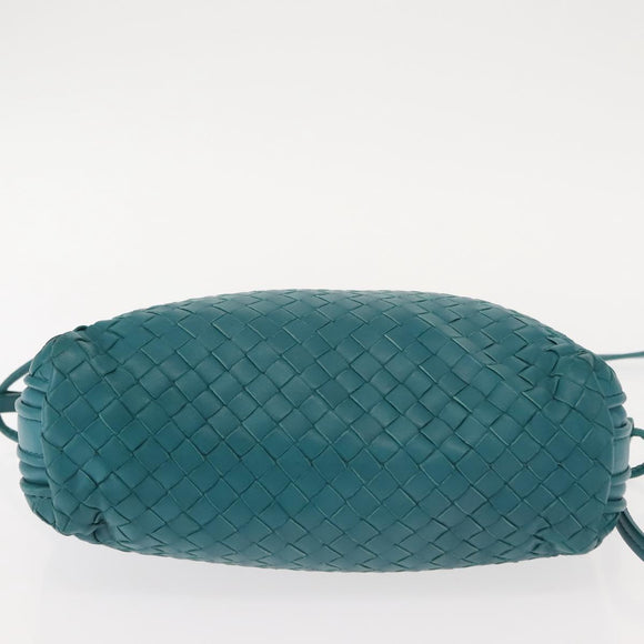 BOTTEGA VENETA INTRECCIATO Shoulder Bag Leather Turquoise Blue Auth 148399