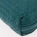 BOTTEGA VENETA INTRECCIATO Shoulder Bag Leather Turquoise Blue Auth 148399-12