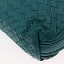 BOTTEGA VENETA INTRECCIATO Shoulder Bag Leather Turquoise Blue Auth 148399-14