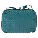 BOTTEGA VENETA INTRECCIATO Shoulder Bag Leather Turquoise Blue Auth 148399-3