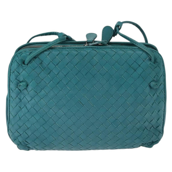 BOTTEGA VENETA INTRECCIATO Shoulder Bag Leather Turquoise Blue Auth 148399