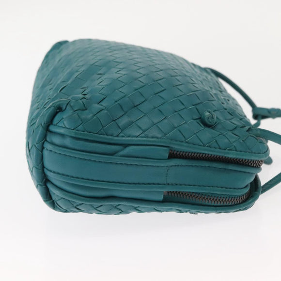 BOTTEGA VENETA INTRECCIATO Shoulder Bag Leather Turquoise Blue Auth 148399