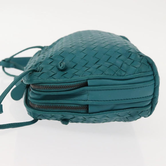 BOTTEGA VENETA INTRECCIATO Shoulder Bag Leather Turquoise Blue Auth 148399