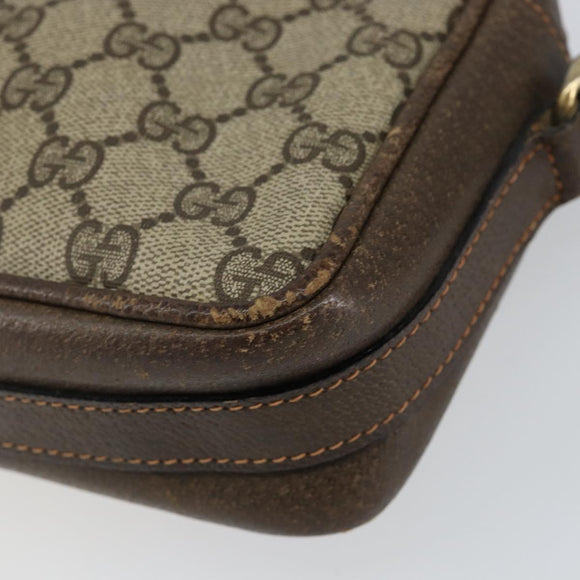 GUCCI GG Supreme Web Sherry Line Shoulder Bag PVC Beige Gold Red Auth 148413