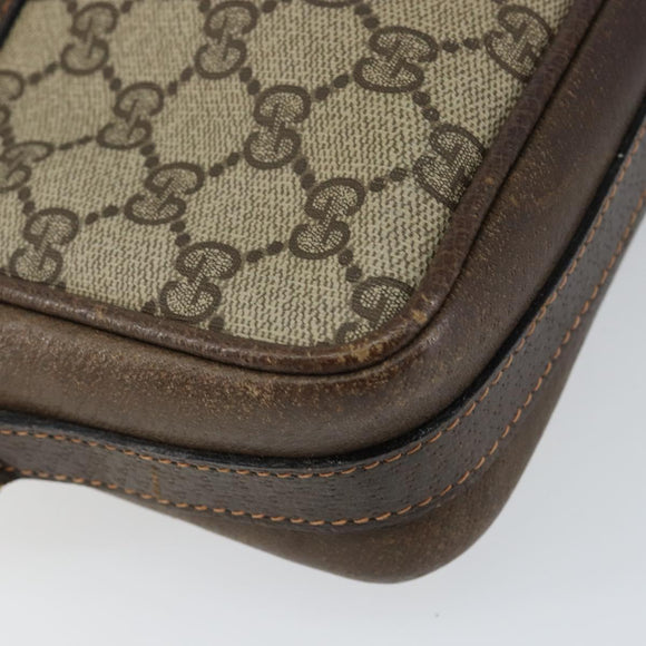 GUCCI GG Supreme Web Sherry Line Shoulder Bag PVC Beige Gold Red Auth 148413