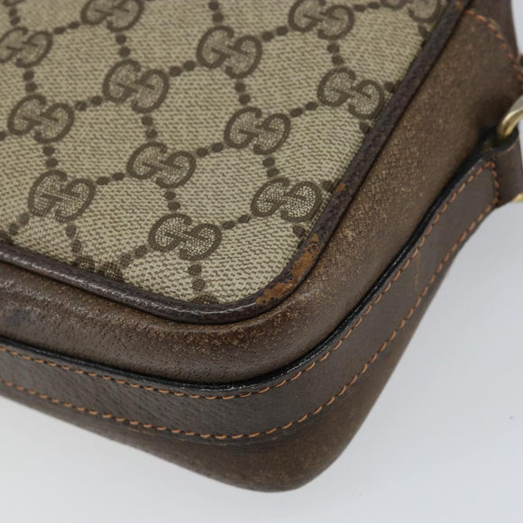 GUCCI GG Supreme Web Sherry Line Shoulder Bag PVC Beige Gold Red Auth 148413