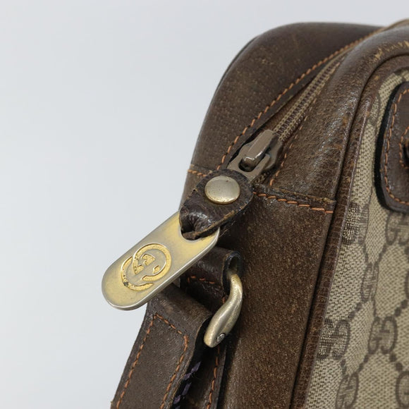 GUCCI GG Supreme Web Sherry Line Shoulder Bag PVC Beige Gold Red Auth 148413