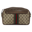 GUCCI GG Supreme Web Sherry Line Shoulder Bag PVC Beige Gold Red Auth 148413-13