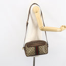 GUCCI GG Supreme Web Sherry Line Shoulder Bag PVC Beige Gold Red Auth 148413-21