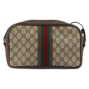 GUCCI GG Supreme Web Sherry Line Shoulder Bag PVC Beige Gold Red Auth 148413-2