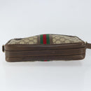 GUCCI GG Supreme Web Sherry Line Shoulder Bag PVC Beige Gold Red Auth 148413-5