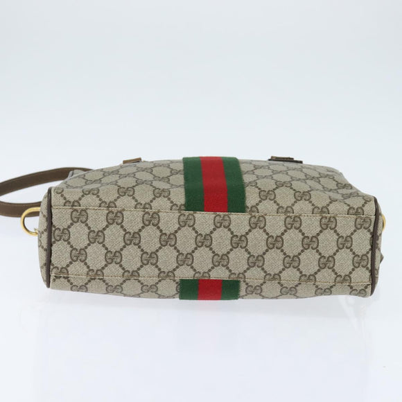 GUCCI GG Supreme Web Sherry Line Hand Bag PVC 2way Beige 67 02 3839 Auth 148415