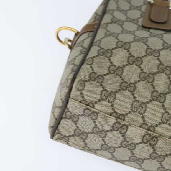 GUCCI GG Supreme Web Sherry Line Hand Bag PVC 2way Beige 67 02 3839 Auth 148415