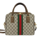 GUCCI GG Supreme Web Sherry Line Hand Bag PVC 2way Beige 67 02 3839 Auth 148415-2