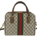 GUCCI GG Supreme Web Sherry Line Hand Bag PVC 2way Beige 67 02 3839 Auth 148415-3