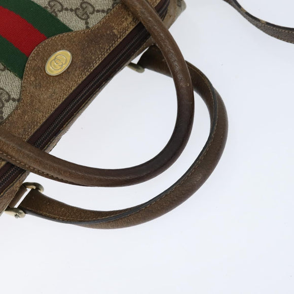 GUCCI GG Supreme Web Sherry Line Hand Bag PVC 2way Beige 67 02 3839 Auth 148415