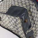 GUCCI GG Canvas Sherry Line Hand Bag Navy Gold Red Auth 148418-11