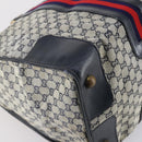 GUCCI GG Canvas Sherry Line Hand Bag Navy Gold Red Auth 148418-13