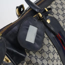GUCCI GG Canvas Sherry Line Hand Bag Navy Gold Red Auth 148418-15