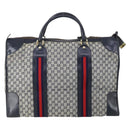 GUCCI GG Canvas Sherry Line Hand Bag Navy Gold Red Auth 148418-3