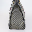 GUCCI GG Canvas Sherry Line Hand Bag Navy Gold Red Auth 148418-4