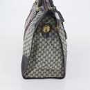 GUCCI GG Canvas Sherry Line Hand Bag Navy Gold Red Auth 148418-5