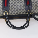GUCCI GG Canvas Sherry Line Hand Bag Navy Gold Red Auth 148418-7