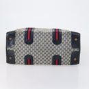 GUCCI GG Canvas Sherry Line Hand Bag Navy Gold Red Auth 148418-9