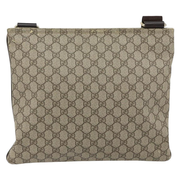 GUCCI GG Supreme Shoulder Bag PVC Beige Gold 201446 Auth 148419