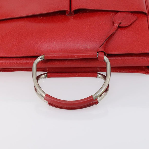 GUCCI Hand Bag Leather Red Auth 148420