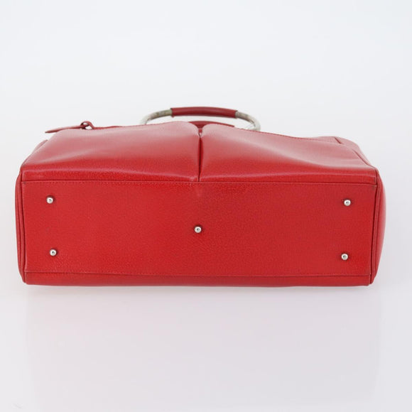 GUCCI Hand Bag Leather Red Auth 148420