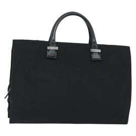 GUCCI Hand Bag Nylon Black Silver Auth 148421
