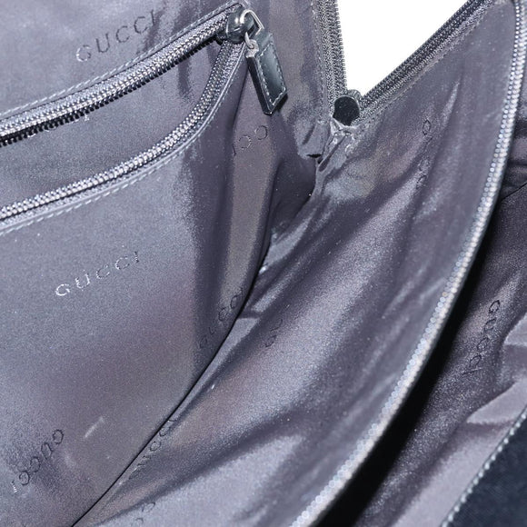 GUCCI Hand Bag Nylon Black Silver Auth 148421