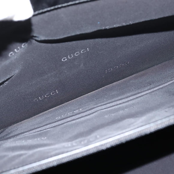 GUCCI Hand Bag Nylon Black Silver Auth 148421