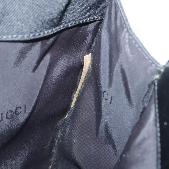 GUCCI Hand Bag Nylon Black Silver Auth 148421