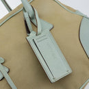 PRADA Boston Bag Canvas Beige Silver Auth 148422-19