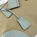 PRADA Boston Bag Canvas Beige Silver Auth 148422-20