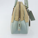 PRADA Boston Bag Canvas Beige Silver Auth 148422-3