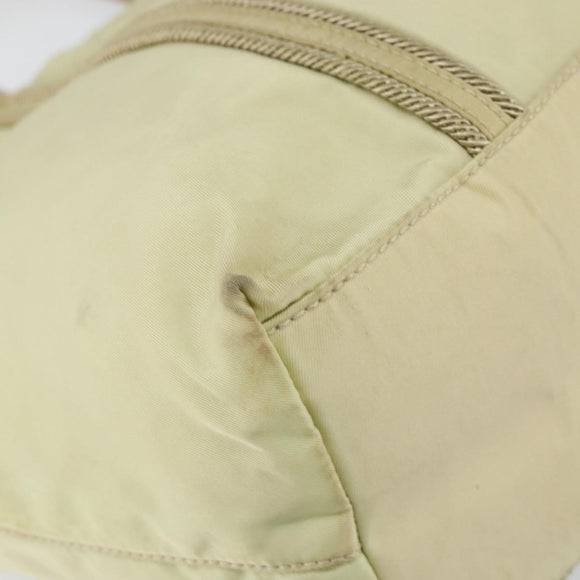PRADA Hand Bag Nylon Ivory Silver Auth 148423