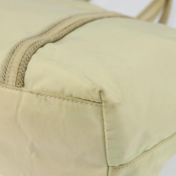 PRADA Hand Bag Nylon Ivory Silver Auth 148423