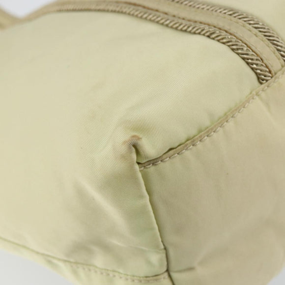 PRADA Hand Bag Nylon Ivory Silver Auth 148423
