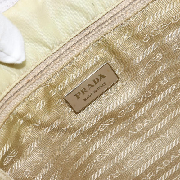 PRADA Hand Bag Nylon Ivory Silver Auth 148423