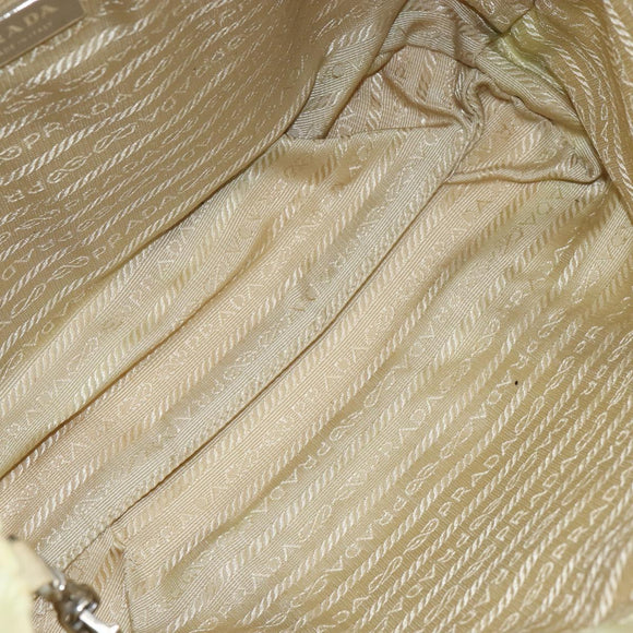 PRADA Hand Bag Nylon Ivory Silver Auth 148423