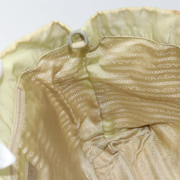 PRADA Hand Bag Nylon Ivory Silver Auth 148423